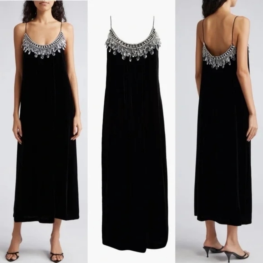 Zimmerman Matchmaker Diamante Slip Dress Black Tie Velvet Crystal Glam Luxury 12